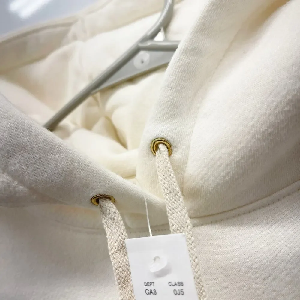 J.Crew Heritage Fleece Hoodie Sweatshirt  in Ivory Size Small NWT